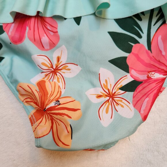 Girls Two Piece Swim Suit Floral Tropical Rash Guard UV Protection - Picture 8 of 11